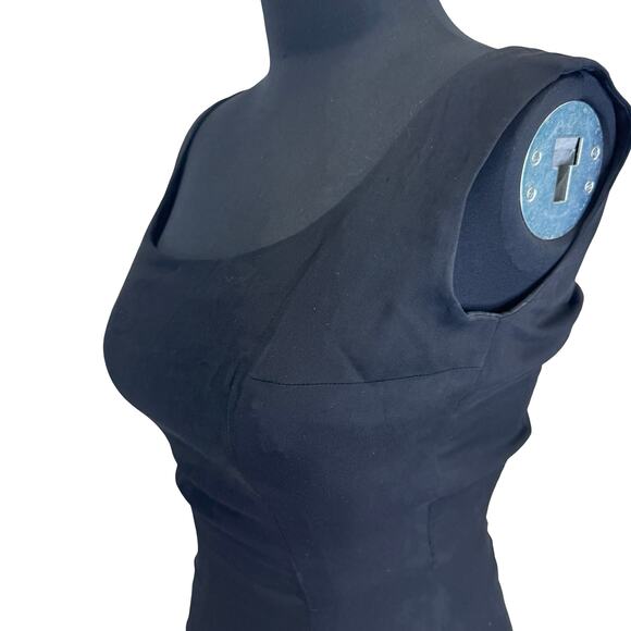 1950s Ruth Roaman Sheath Dress – Black Crepe Over Satin, Madison Ave Label - Picture 8 of 16